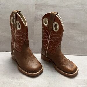 Anderson Beans 1028 Toddler Size 5 Cowboy Boots Quilted Brown Leather EUC!